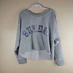Anthropologie Raw Hem Gray Sunday Sweatshirt Size Medium